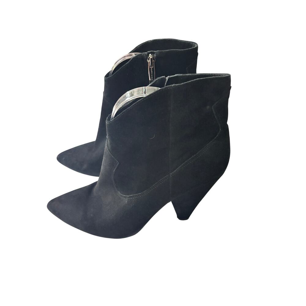 Vince Camuto Movinta Black Suede Western Ankle Boots Cone Heel 9.5